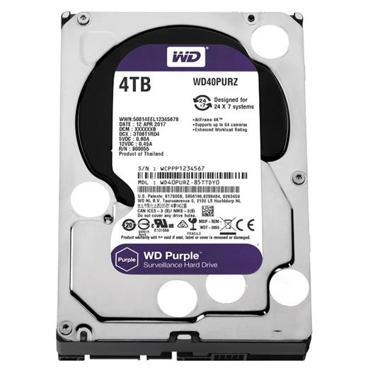 Wd 4Tb Purple 3.5’’ 64Mb Sata 6Gb/S 7/24 Wd40Purz