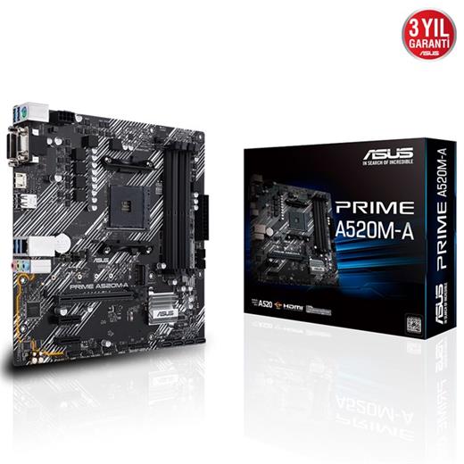 Asus Prime A520M-A Am4 Ryzen Vga Dvi Hdmi Ddr4 90Mb14Z0-M0Eay0