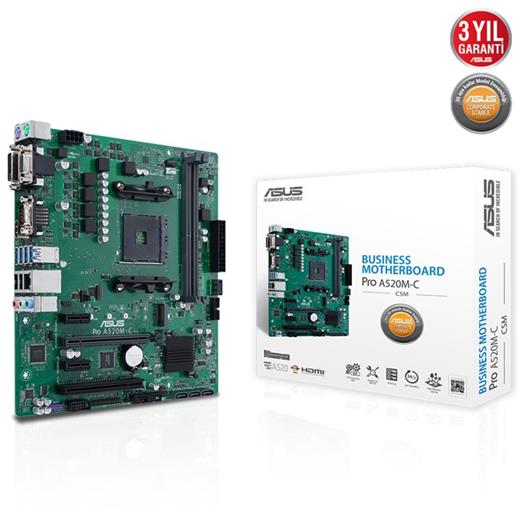 Asus Pro A520M-C/Csm Am4 Ryzen Vga Dvi Hdmi Ddr4 90Mb1550-M0Eayc