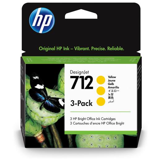 3Ed79A - Hp 3Ed79A 712 3-Pack 29-Ml Yellow Design