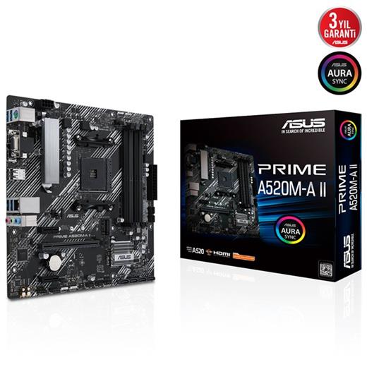 Asus Prime A520M-A Iı Am4 Ryzen Vga Hdmi Dp Ddr4 90Mb17H0-M0Eay0