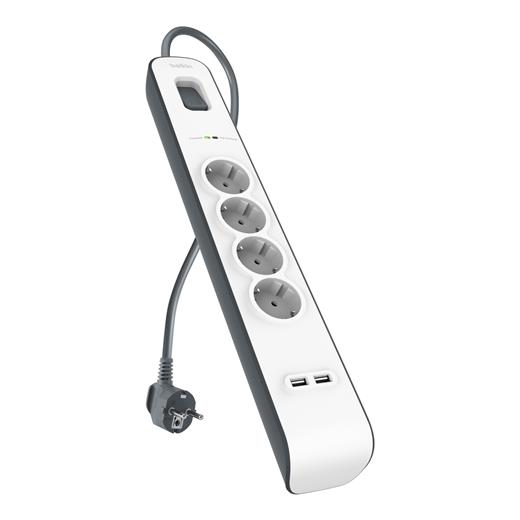 Bsv401Vf2M - Belkin Akım Korumalı Uzatma Priz 4Lü , 2M , 2X 2.4A Usb Girişi
